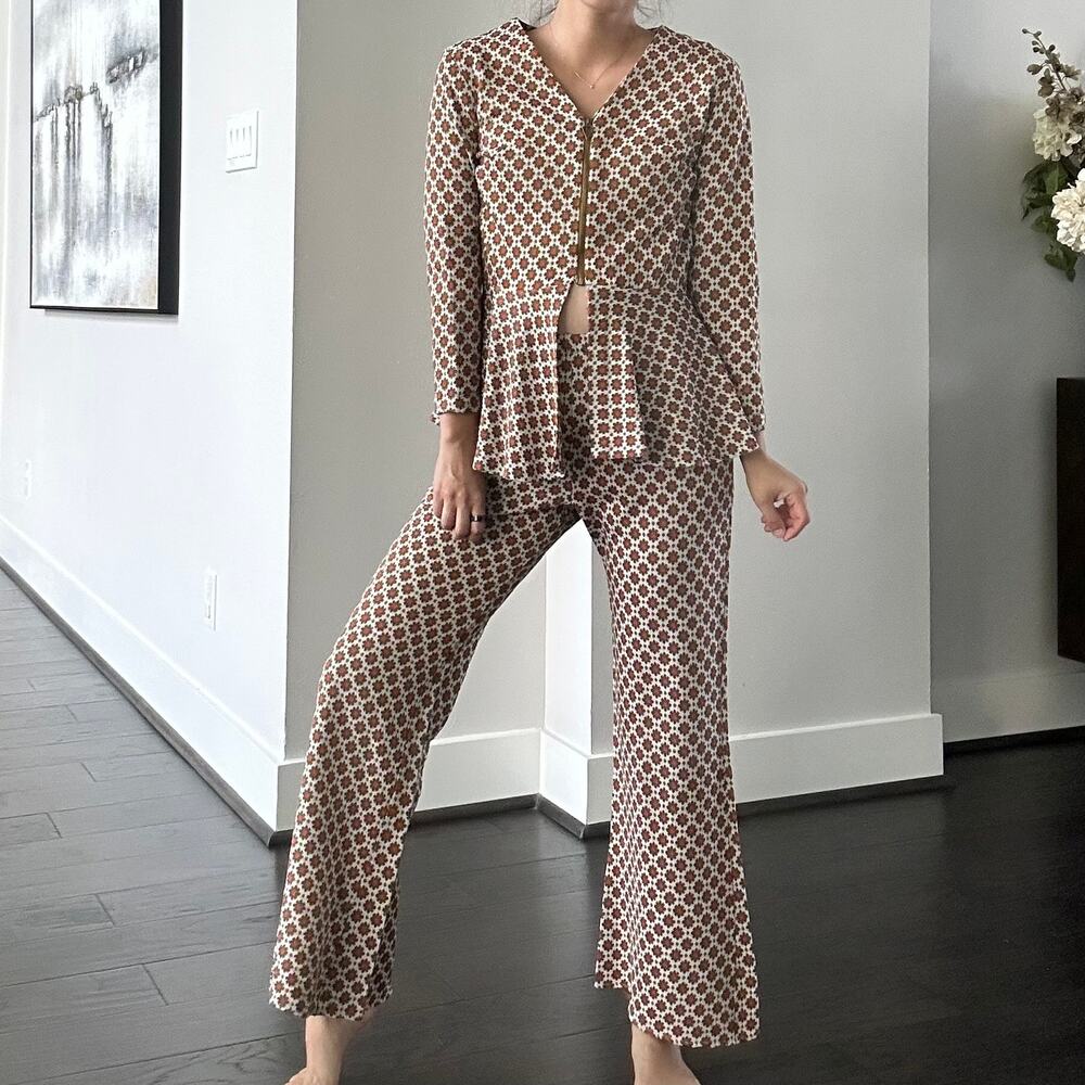 Vintage Floral Print Two piece Pant and Top set